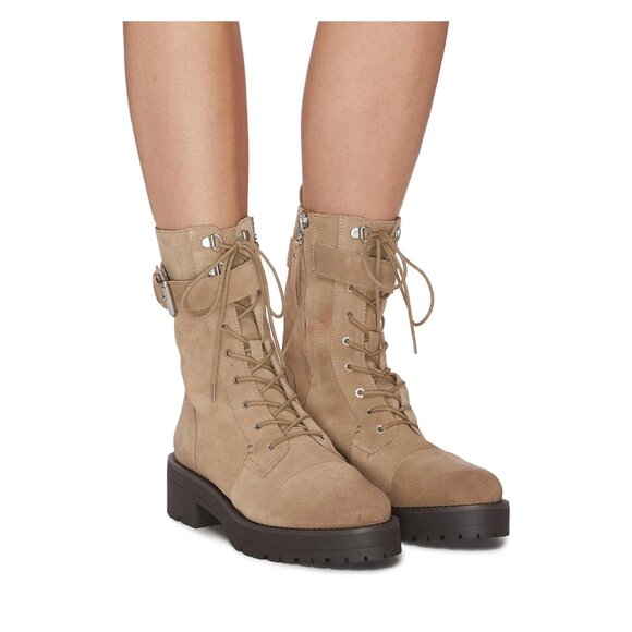 SAM EDELMAN NWOB Women's Junip Suede Combat Boot Platform Safari Tan - Picture 1 of 8